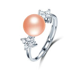High Quality White,Pink,Purple,Black,Gold Pearls AAA Zircon Diamonds Silver Rings