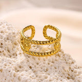 New In Stainless Steel 14K Gold Colour Rings For Women and Girls - Ideal Trendy Fashion Rings, Ideal Gifts - The Jewellery Supermarket