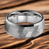 Beveled Edge Treatment Dome Hammer 4/6/8mm Tungsten Rings With Comfortable Fit