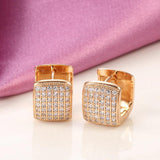 Excellent Square Rolled 14K Rose Gold Fashion AAA Zircon Diamonds Earrings -  Luxury Trendy Fine Jewellery