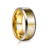New Electric Gold Color Laser Cross Pattern Tungsten Steel Ring - Christian Wedding Rings for Men Best Gifts