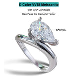 New Design 1.5-3CT Pear Cut VVS1 D Colour Moissanite Diamonds Solitaire Silver Ring