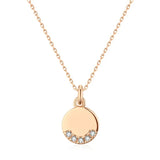 Excellent 14K Filled Rose Gold Round Coin Pendant AAA Zircon Diamonds Necklaces for Women - Glossy Fine Jewellery