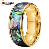 Multicolor Abalone Shell Inlay Domed Polished 4/6/8MM Men Women Tungsten Rings