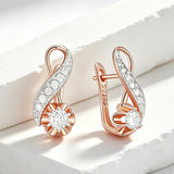 14K Gold Filled Unique Full Shiny AAA Zircon Diamonds Dangle Earrings