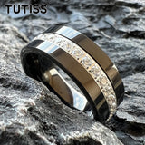 Pipe Cut Cubic Zirconia Stone Inlay 8mm Tungsten Carbide Ring for Men Women