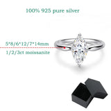 Amazing 1CT 2CT 3CT Marquise Cut VVS1 D Colour Moissanite Diamond Silver Wedding Ring