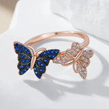 Pretty 14K Filled Gold Unique Butterfly AAA Zircon Diamonds Ring Luxury Jewellery
