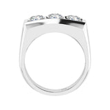 Designer Luxury Heavy 3 Stone VVS1 D Colour Moissanite Diamonds Ring For Men And Women Silver Certified  Jewellery