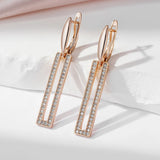 14K Filled Gold Long AAA Zircon Diamonds Glossy Hollow Vintage Drop Earrings Jewellery