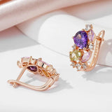 Fabulous 14K Filled Rose Gold Purple AAA Zircon Crystals Drop Earrings For Women Trendy Jewellery