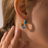 Multicolour Gold Filled Enamel Flower Daisy Chunky Round Circle Hoop Earrings