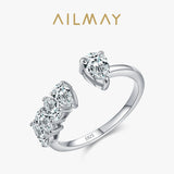 Elegant 925 Sterling Silver Pear shape AAAA Lab Created Diamonds Open Rings