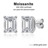 Fabulous 18K White Gold Plated D Colour VVS1 Emerald Cut Moissanite Diamond Earring - S925 Sterling Fine Jewellery - The Jewellery Supermarket