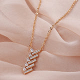 Trendy Geometric 14K Filled Rose Gold AAA Zircon Diamonds Necklace For Women  Daily Party Fine Jewellery