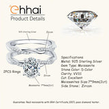 GRA Certified 2CT D Colour VVS1 Oval Moissanite Diamonds Engagement Wedding Ring Set for Women Silver Fine Jewellery