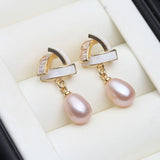 Amazing Real white, pink, purple Pearl AAA Zircon Diamonds Silver Earrings