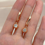 Marvelous Round Sparkling Rolled 14K Rose Gold AAA Zircon Diamonds Pendant Earrings For Women  Jewellery