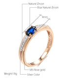 Latest Luxury 14K Rolled Rose Gold in Silver Colour Blue AAA Zircon Ring For Women - Daily Fine Vintage Jewellery