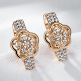 14K Gold Filled AAA Zircon Diamonds Crystal Flower Earrings Vintage Fine Jewellery