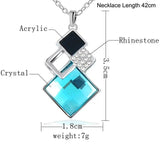 New Minimalist Fashionable Crystal Geometry Long Necklace Personalized Versatile Pendant Necklace Earring Set - The Jewellery Supermarket