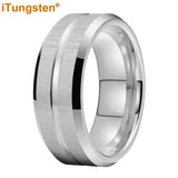New Grooved Brushed Beveled Finish Classic Tungsten Carbide Rings for Men Women