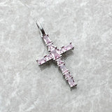 Brand New Pendant Cross with Pink AAA Zircon Crystals Jewelry 925 Sterling Silver Romantic Christian Gift For Women