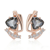 14 Karat Filled Gold Grey Purple AAA Zircon Crystals Drop Earrings Fashion Jewellery