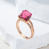 14 Karat Gold Filled Red Cube AAA Zircon Crystal Luxury Fashion Rings For Women