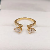 New Design 4*6mm Double Waterdrop VVS1 D Colour Moissanite Diamonds Silver Open Ring