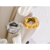 18K Gold Plated Stainless Steel Flower Hollow Big Fashion Statement Ring