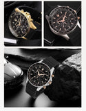 Amazing Gold Maserati Men's Watch Sports Leisure Luxury Europe and America Large Dial Black Silicone StrWatch.