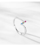 Dazzling Rainbow AAAA Lab Created Diamonds Geometric Design Silver Ring