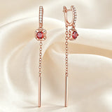 Delicate Red AAA Zircon Crystals 14K Filled Gold Long Tassel Earrings Fine Jewellery
