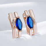 14K Gold Filled Romantic Blue AAA Zircon Crystal Dangle Luxury Earrings