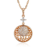 Luxury Filled 14K Rose Gold Full AAA Zircon Diamonds Pendant And Necklace - High Quality Daily Fine Jewellery