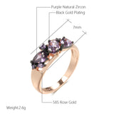Luxury Purple AAA Zircon Crystals 14K Gold Filled Ring Vintage Fine Jewellery