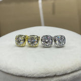 Sparkling 6.5MM 1CT Moissanite Diamonds Silver Square Shape Unisex Stud Earrings