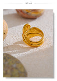 18K Gold Plated New Irregular Stainless Steel Stylish Unique Texture Distinctive Ring