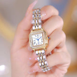 New Arrival Stainless Steel Square Luxury High Quality Fashion Rhinestone Crystals Ladies Watches