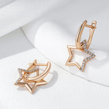 14K Gold Filled Fashion Glossy Paved AAA Zircon Diamonds Star Dangle Earrings For Women