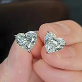 Princess Cut 0.5, 1, 2CT Moissanite Diamonds Rhodium Plated Silver D Color Stud Earrings
