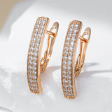 14 Karat Gold Filled Fashion Full AAA Zircon LDiamonds Long Square English Earrings