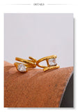 14K Gold Plated AAA Shiny Cubic Zirconia Diamond Snake Geometric Golden Ring