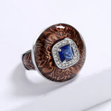 Brown Handmade Enamel AAA Zircon Crystal Domineering Mens Creative Ring