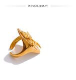 18K Gold Plated High Quality Smooth Stainless Steel Rose Flower Attractive Cast Ring