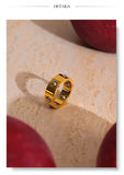 18k Gold Plated New Fashion Stainless Steel Beads Scrollable Elegant Ring