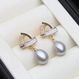 Amazing Real white, pink, purple Pearl AAA Zircon Diamonds Silver Earrings
