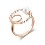 14K Rolled Gold Pearl Round Luxury Ethnic Daily Fine Rings For Women - Fine Jewellery