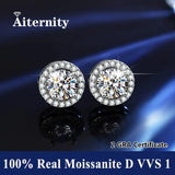 Classic D Colour VVS1 Moissanite Diamonds Stud Silver Earrings or Men and Women